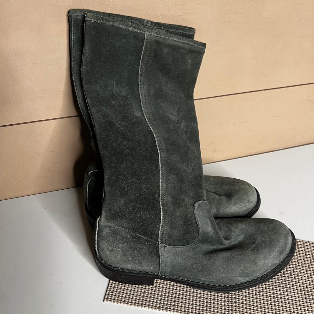 Fiorentini + Baker Dark Green Suede Tall Pull On Boots Italy 38.5
